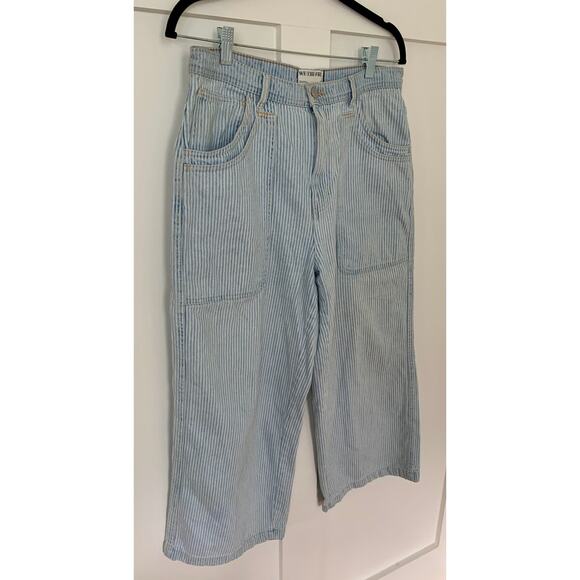 We The Free‎ Piper Mid-Rise Crop Wide-Leg Jeans in Blue Striped Size 30 Denim - Picture 3 of 5